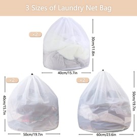 Mesh Laundry Bags,6 Pack Drawstring Organizer Washing Bags for Washing Machine,Travel, Delicates, Toy Storage, College Dorm and Apartment Dwellers