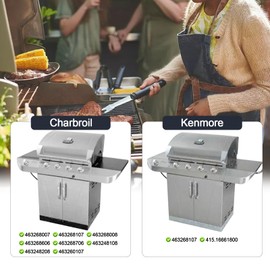 Yiming Grill Replacement Parts for Charbroil 463268008, 463268007, 463268606, 463248108, 463268706 Grill Models. Grill Heat Shields, Burner Tubes and Carryover Tube for Charbroil Replacement Parts.