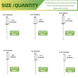 Keadic 226Pcs Heavy Duty Manual Riveter with 6 Sizes Aluminum Blind Rivets Assortment Kit, M2.4 M3.2 M4 M4.8 Silver Tone Pop Rivets and Hand Rivet Gun Tool for Furniture Automotive Metal Work