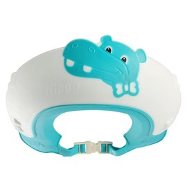 Baby Shower Cap Shield, Shower Cap for Kids, Visor Hat for Eye and Ear Protection for 0-9 Years Old Children,Cute Dinosaur/Crocodile/Hippo shape Makes the Baby Bath More Fun (Hippo, Blue)