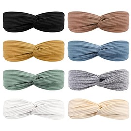 DRESHOW 8 Pack Headbands for Women Criss Cross Vintage Head Wrap Boho Headband Twisted Elastic Hair Accessories
