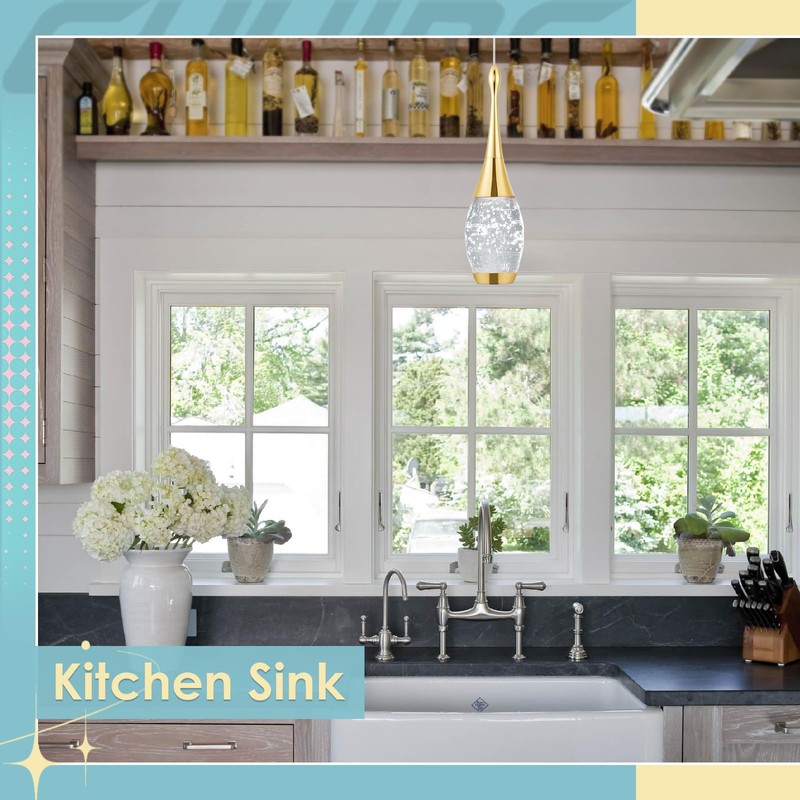 CHYING LED Pendant Light Kitchen Island Bubble Crystal Pendant Lighting