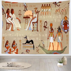 CORFOTO Fabric 5x4ft Egypt Backdrop Theme Photography Ancient Egypt King Totem Retro Cultural Relics History Background Picture for Birthday Party Tablecloth Portrait Photoshoot Cafe Wall Hanging