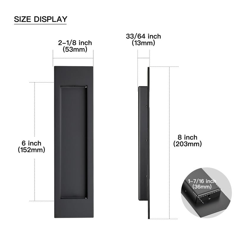Ravinte 2 Pack Black Sliding Closet Door Handles Black Flush