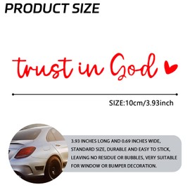 SWQS 2 PCS Car Stickers and Decals, Trust in God Rearview Mirror Sticker for Cars, Christian Automotive Rear View Mirror Accessories Decor for Women, Bible Verse Stickers Decals for Vehicles (Red)
