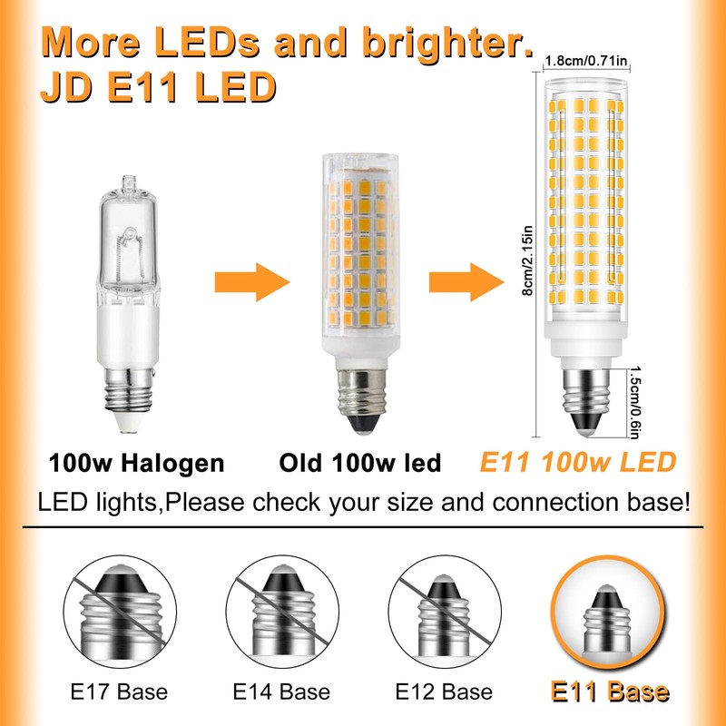 Megereet JDE11 LED Bulb 100W Halogen Bulbs Equivalent,T4 Mini Candelabra