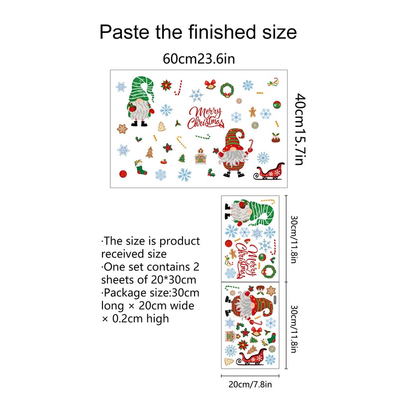 Condessacity クリスマス ステッカー ウォールステッカー クリスマスノームスノーフレークそり ウォールシール おしゃれ 壁紙シール 防水 剥がせる