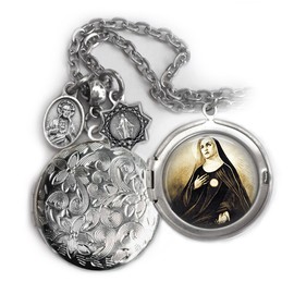 St. Juliana Falconieri Locket Necklace, Patron Saint Confirmation Gift, Italian Charms