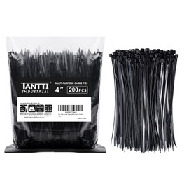Zip Ties 4 inch (200 Pack), Small Zip Ties with 18 lb Tensile Strength, Black, by Tantti Supply