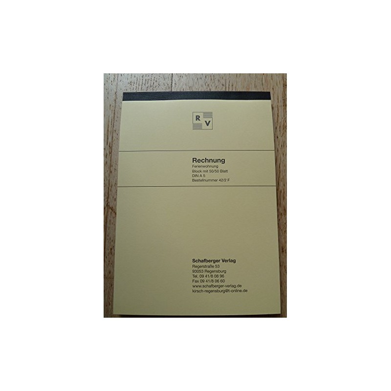 Invoice pad DIN A5 especially for holiday rentals, apartment rentals,