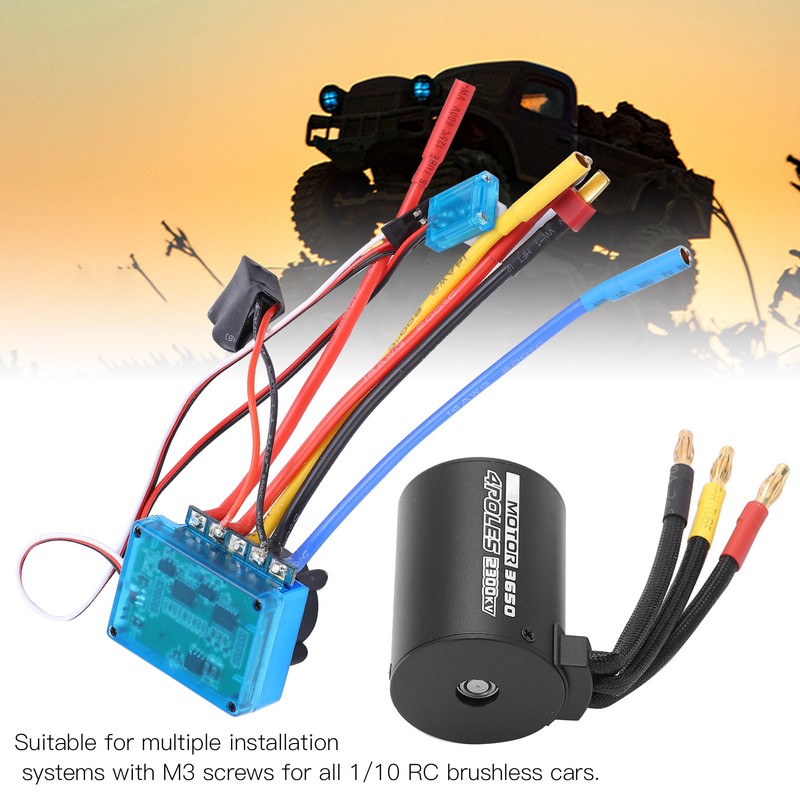 3650 2300KV+120A Durable Brushless ESC Kit Suitable for 1/10 RC