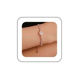 Sttiafay Rose Gold Tennis Bracelet Crystal Ladies Bracelet Adjustable Box Chain CubicZircon Bangle Bracelet Jewelry for Women
