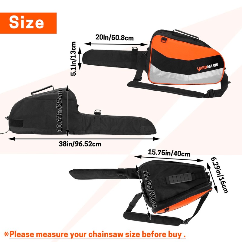 YARADMARIS Chainsaw Carrying Case, Full Protective Chainsaw Storage Bag, Foldable