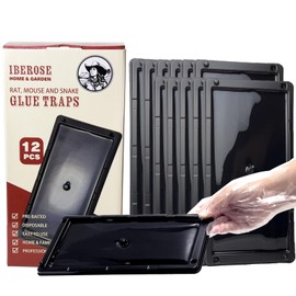 IBEROSE Glue Mouse Traps Indoor for Home 12 Pack, Traps for Mice/Rats/Snake/Lizard/Insect/Spider/Roach, Pre-Baited Sticky Plastic Trays for Indoor/Outdoor, Pet Safe Pest Control
