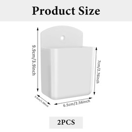 CYXZMYA Set of 2 Remote Control Holder White Wall Organiser Box with Lid - Storage Box for Remote Control, Pens & Keys (Wall Mounted for Home/Office)