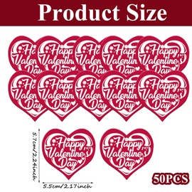Fyeoxle 50 Pack Valentine’s Day Hanging Tags Valentine’s Day Paper Tags I Love You Tags with 40ft Cotton Strings for Valentine’s Day Theme Hanging Party Candy Bag Gift Label Wrap Supplies (Red 3)