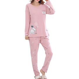 Vopmocld Young Girls Lovely Bunny Pajama Sets Cotton Long Sleeve Pjs Clothes Sleepwear Shirts, Pink, 12