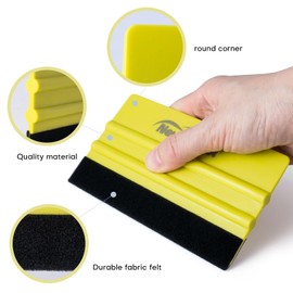 NEWISHTOOL Vinyl Wrap Squeegee (Hard), 3 PCS 5-Inch Sturdy Squeegee and Spare Fabric Felt Replacements, Wrap Tool Felt Squeegee for Sign Making, Car Wrap Application, Auto Window Tint Film Installing