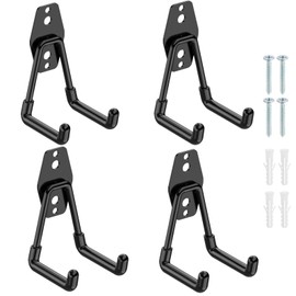 Samcos Garage Hook, Wall Hanging Hook, Garage Storage Hook, Magic Tape, Set of 4, Strong, L-Shaped Heavy Hooks, Double Hooks, Bicycle Hooks, Factory Hooks, DIY Tools, Garden, Screw Hooks, Ladders,