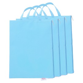 sourcing map 4 Pcs Zipper File Bags, 9.6" x 13.4" Waterproof Oxford Fabric A4 Zipper Document Bag Storage Organizer Pouch with Handle for Organizing, Light Blue