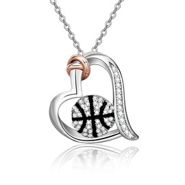 YAFEINI Basketball Necklace 925 Sterling Silver Basketball Pendant Jewelry Gifts for Women