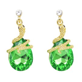Navachi 18k Gold Plated Crystal Light Green Zircon Snake Drop Dangle Az1356 Stud Earrings