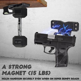 Adoreal 2PCS Magnetic Gun Holder with Safety Trigger Guard Protection, Gun Mount for Car, Vehicle, Truck, Walls, Desks, Gun Magnet for Pistols Revolver Shotgun Wall Mount Lock Luminous Sticker Design