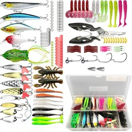 Fishing bait set, fishing lures with hooks, multi-functional fishing accessories suitable for oceans, freshwater lakes and streams, outdoor fishing accessories. - Color: 132Pcs Fishing Lures