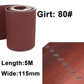 ExcInter Sanding Abrasive Sandpaper Roll Polishing Grinding Emery Flexible Cloth for Metal Wood Tools (80 Girt,5 Meters x 115mm)