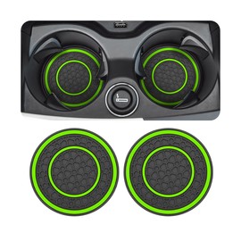 Osilly 2 Pack Car Coasters for Cup Holder, 2.75 Inch No-Slip Anti Dust Insert Coaster, Universal Auto Waterproof Coasters Silicon Insulation Cup Mats for Woman Man, Suit for Vehicle Interior (Green)