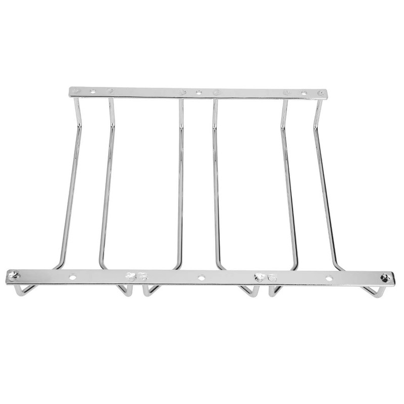 Dianoo ワイングラスラック キャビネット下 吊り下げワイヤー 脚付きグラスラックホルダー ネジ付き クローム仕上げ 24cm 3列