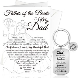 DPKOW Fathers Day Card Father of the Bride Gifts, Father's Day Gifts for Father of the Bride, Father’s Day Card Keyring Gifts for Dad, Father of the Bride Fathers Day Greeting Card with Envelope