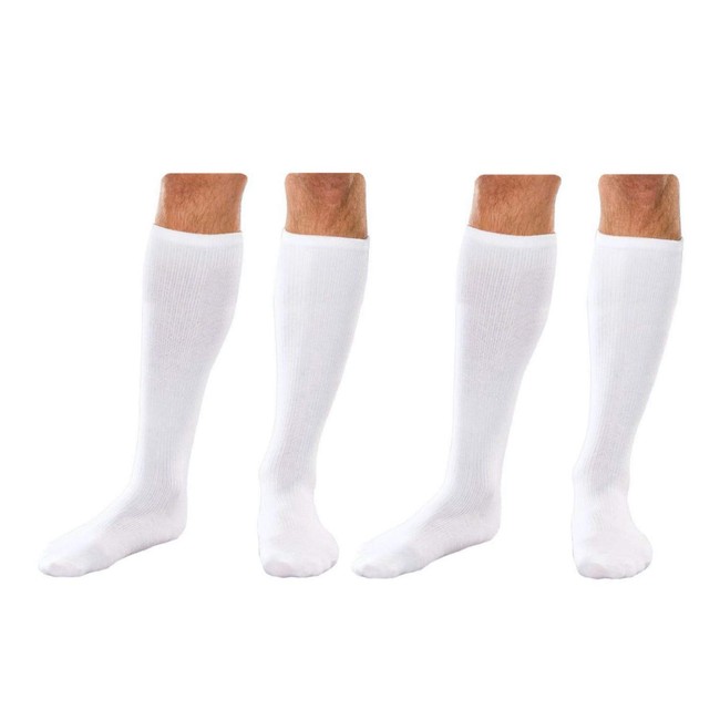 HealthyNees 2 Pairs Combo 10-15 mmHg Compression Travel Energy Circulation Anti-Fatigue Recovery Socks (L/XL, White)