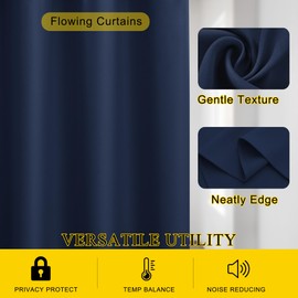 KGORGE Blackout Curtains for Bedroom - Grommet Thermal Insulated Room Darkening Curtains for Living Room, Set of 2 Panels, Each 42 x 63 Inch, Navy Blue, Minor Flaws, Usability Intact