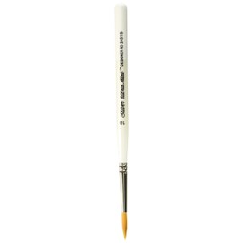 Silver Brush Ultra Mini Designer Round Short Handle Series 2431S Size 10, Golden Taklon Filaments, Pearl White, 18x1x1 cm