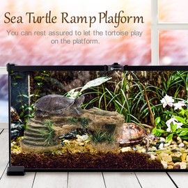 Hamiledyi Turtles Basking Platform 3Pcs Resin Bearded Dragons Climbing Step Ramp Tortoise Resting Dock Rock Hideout with Feeder Bowls for Reptile Lizards Chameleons Geckos Frogs Newts Snakes
