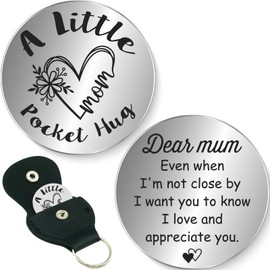 Tixlux Pocket Hug Token, Stainless Steel Lucky Charm with Leather Keychains, Encouragement Gift, Get Well Soon Gifts, Long Distance Relationship Keepsake, for Family, Friends, Lovers (Silver)