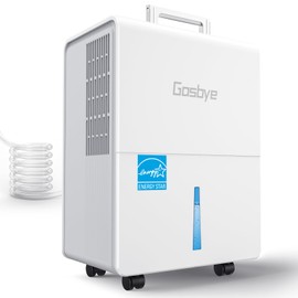 Gasbye 3200 Sq. Ft. Energy Star Dehumidifier for Basement with Drain Hose, Max 95 Pints/Day Dehumidifier for Large Room, Powerful Humidity Control, Easy Drainage, Auto-restart, White