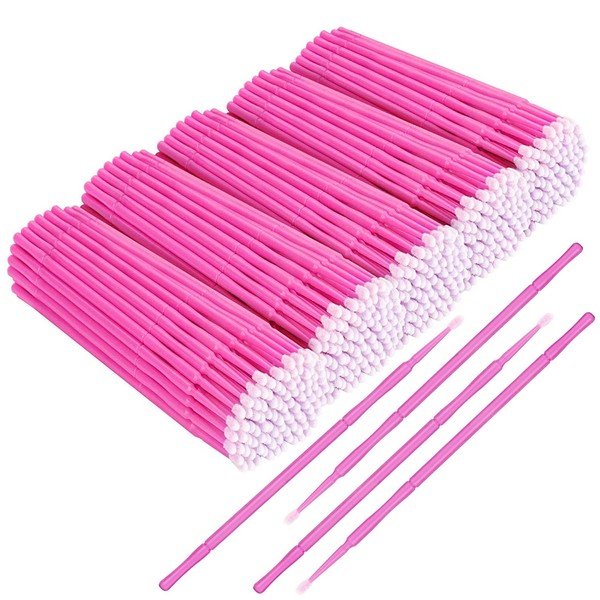 500 PCS Disposable Micro Applicator Brush, Gelme Nutri Micro swabs,Head Bendable Ultrafine Eyelash Extension Brushes for Makeup and Personal Care (Pink 2mm)