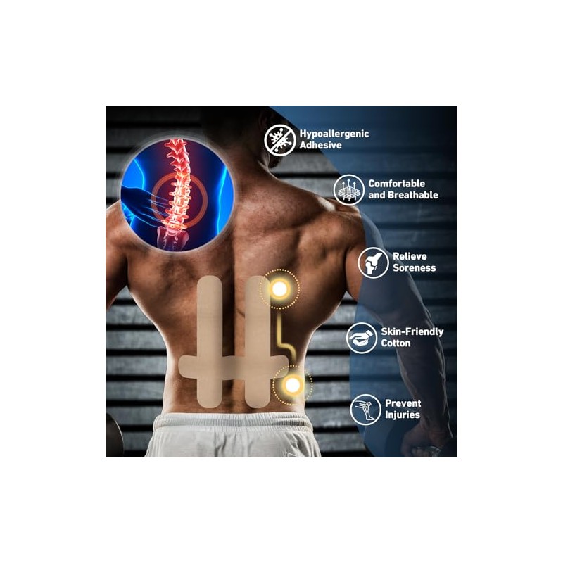 Ktquick Cinta Kinesiológica Precortada Zona Lumbar Unidades Algodón Impermeable Transpirable