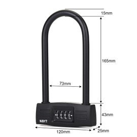 NBYT Shackle Locks Resettable Combination Bicycle U Lock/D Lock, Suitable for Bicycle/Motorcycle, 12 mm Lock Beam, Suitable for Heavy Protective Long Bicycle Combination Padlock