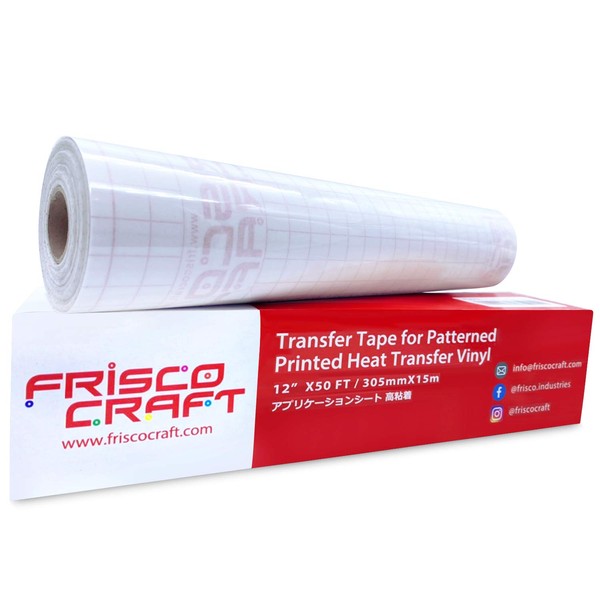 Frisco Craft Transfer Tape for Heat Transfer Vinyl - Iron On Transfer Paper - Heat Transfer Paper, Clear Transfer Tape for Printable HTV and Transfer Tape for Adhesive Vinyl (12" X 50FT)
