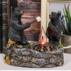 Rustic Forest Father Son Black Bears Making Smores Bonfire Night