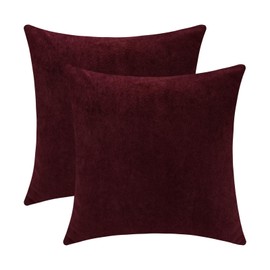 Jeneoo Burgundy Decorative Throw Pillow Covers Soft Chenille Comfy Square Couch Cushion Cases Decor (Set of 2, 18 x 18 Inches)