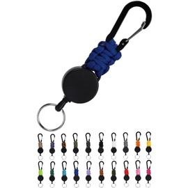 SasuGadget Retractable Keychain, Compact & Durable Key Reel with Carabiner, Strong Metal Wire for Keys, Badges, Card Holder, Fishing, and Kids’ Use, blue