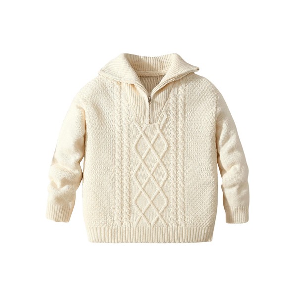 SweatyRocks Boy's Sweater Turtleneck Zip Up Cable Knit Long Sleeve