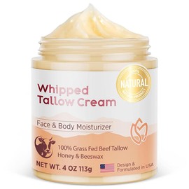 Beef Tallow & Raw Honey Balm: Grass-Fed, Unscented Moisturizer for Dry Skin – Natural, Soothing for Face, Body & Hands (2oz) - Specification: Fresh Release (4OZ,Unscented)