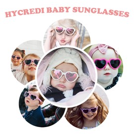 Hycredi Baby Heart Shaped Sunglasses - with Strap Adjustable Polarized Shades for Newborn Infant Age 0-24 Months - Purple/Purple Mirrored