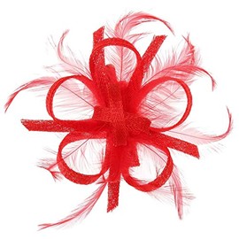 McBURN Clip Fascinator Hair Accessories Headdress Occasion Hat Women – Made in Italy Summer Spring Summer, red