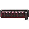 FXC 12V 24V DC 7 Gang Rocker Switch Aluminum Panel